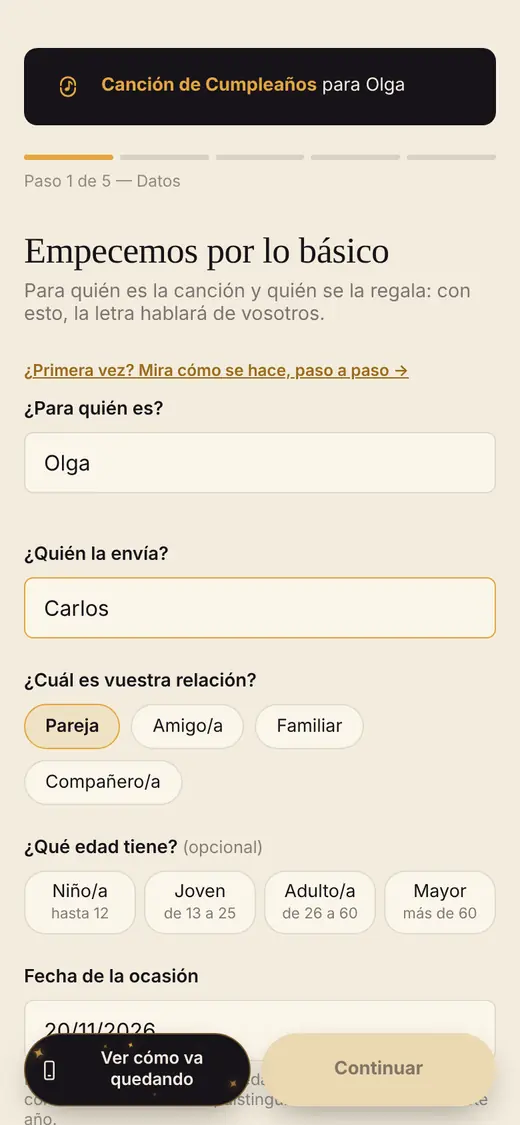 Paso 1: Para quién es y quién la envía