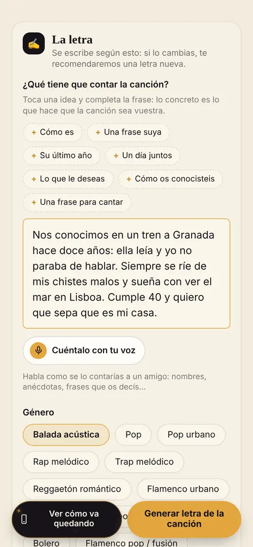 Paso 2: Cuéntanos vuestra historia